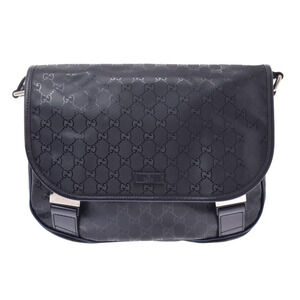 Gucci GG Imprime Messenger Bag Blue Canvas Leather Shoulder